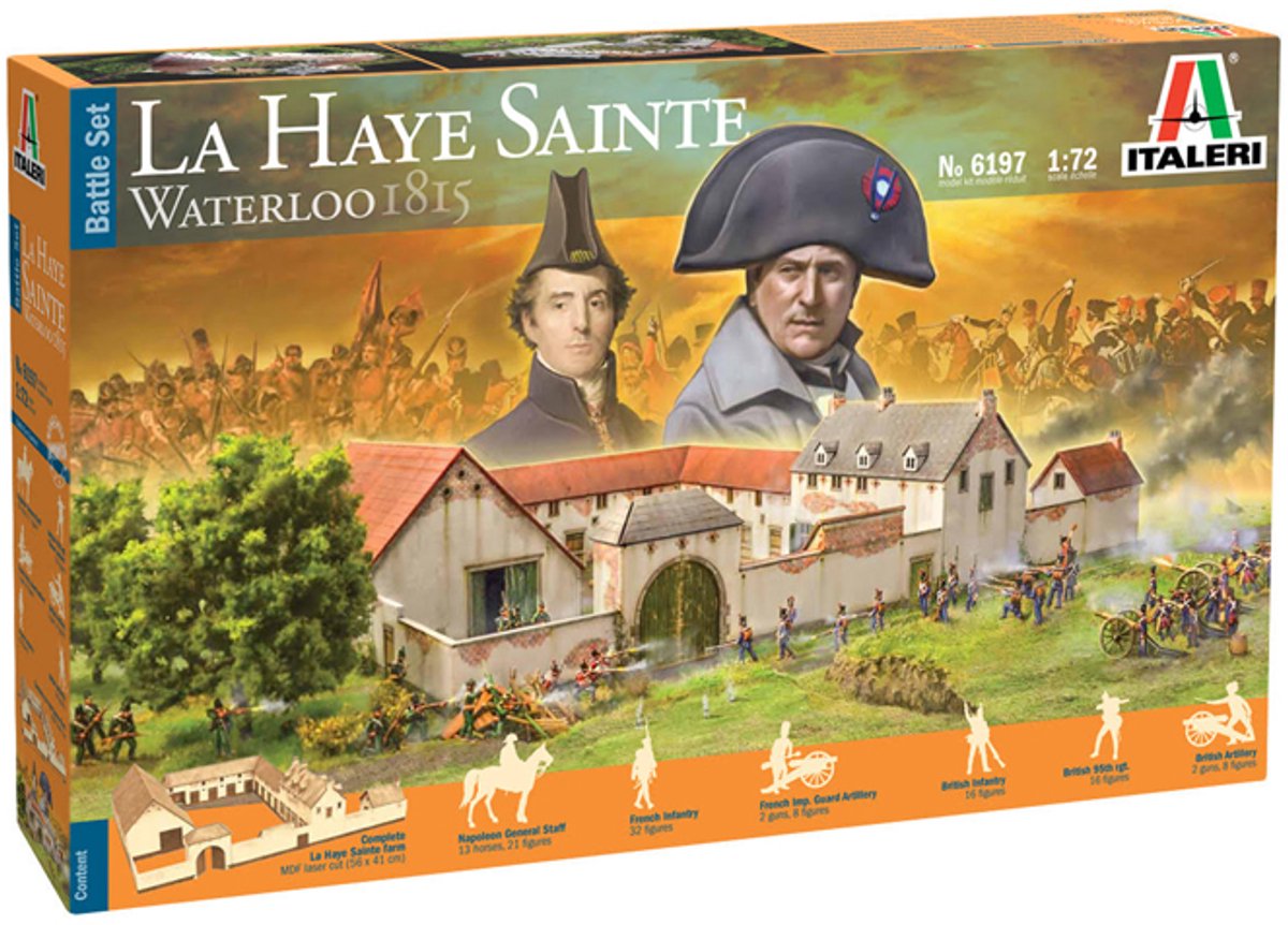 Italeri model kit diorama - 6197 la haye sainte waterloo 1815 - set de batalla de plástico - 1:72 - fabricación de modelos