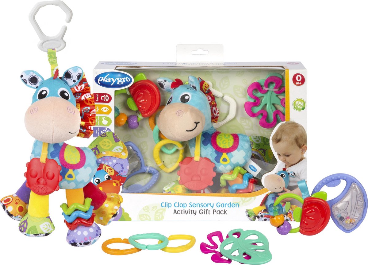 Playgro sensorische clip clop eenhoorn ontdek en speel geschenkset