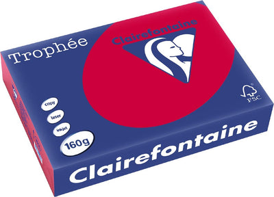 Clairefontaine trophée intense, colored paper, a4, 160 g, 250 sheets, cherry red