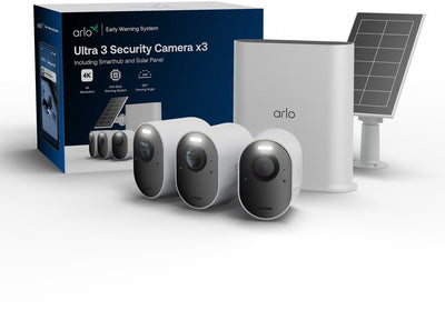Telecamera di sicurezza Arlo ultra3 4K + pannello solare - Kit 3 cam (incl. smart hub)