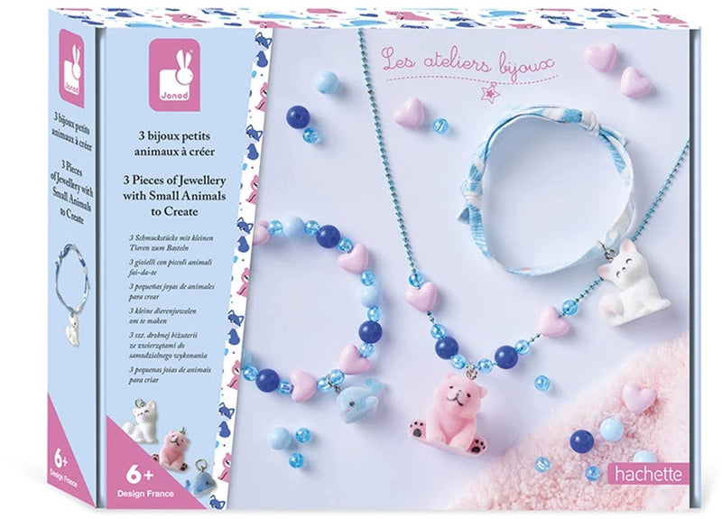 Janod - les ateliers bijoux - set artesanal para 3 joyas de animales