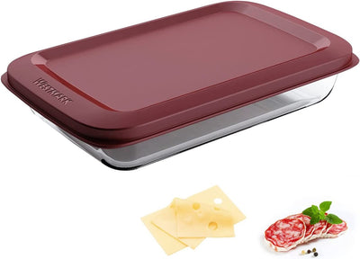 Scatola per alimenti in vetro Westmark, contenuto: 1000 ml, vetro borosilicato, chiusura ermetica, plastica di vetro, rosso trasparente, 23542270