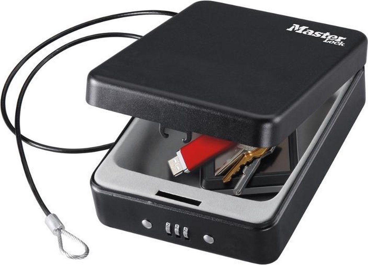 Caja fuerte digital portátil Masterlock con cable - p005ceurblkhro p005ceurblkhro