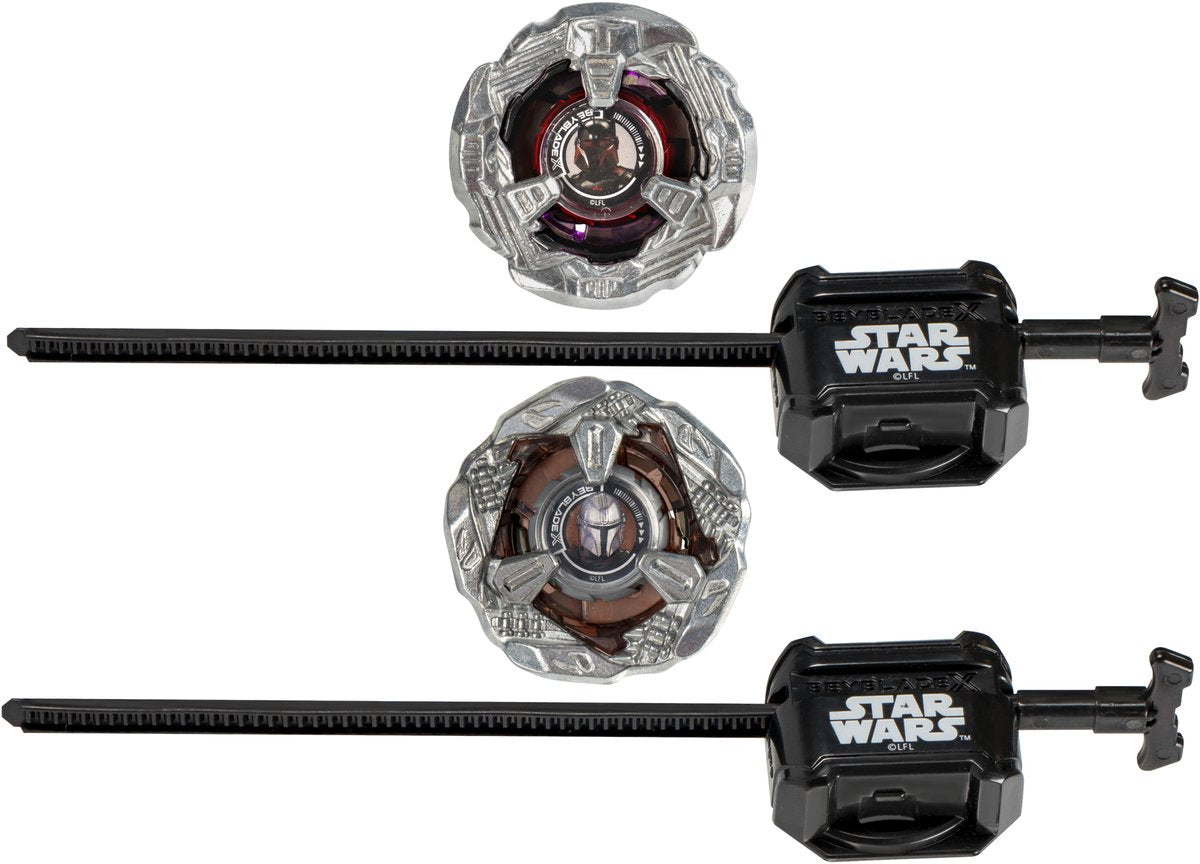 Hasbro beyblade x en star wars-collab, the mandalorian 3-60f vs. moff gideon 3-80n, multipackset, leeftijd 8+