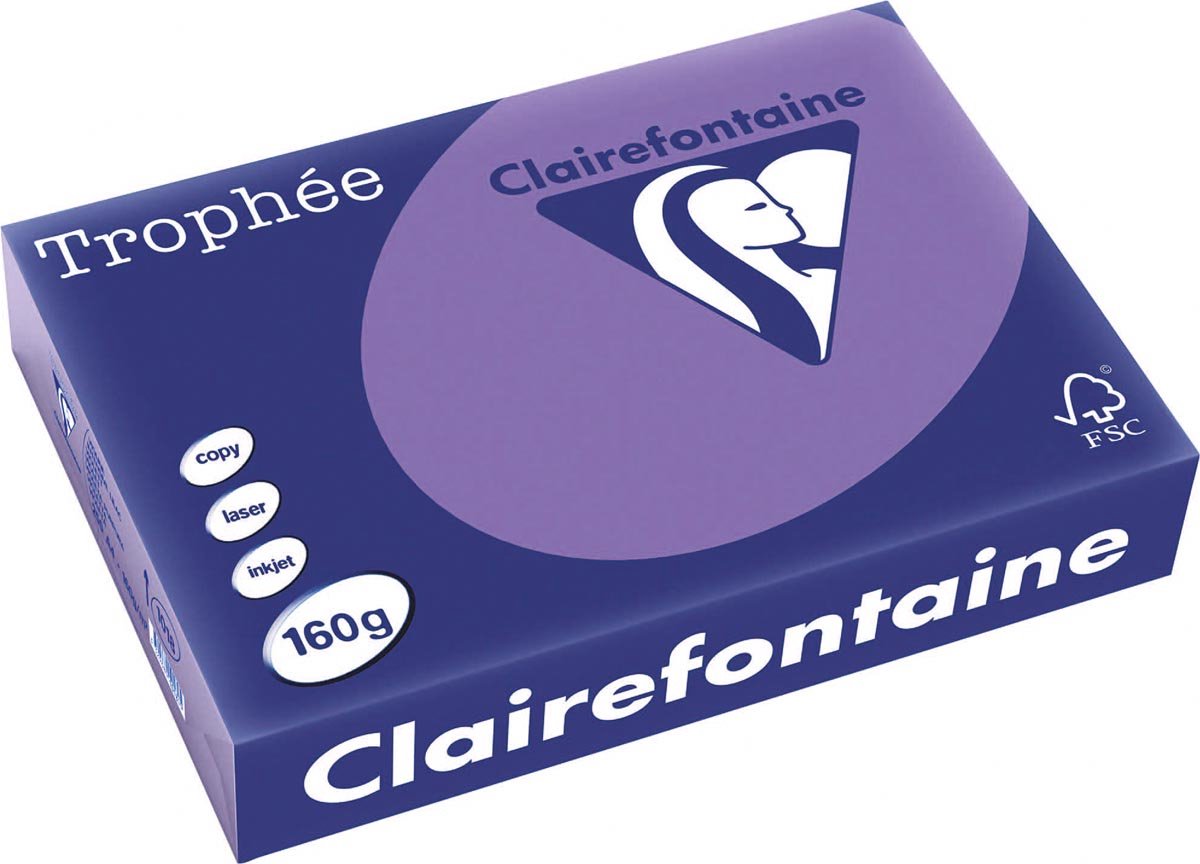 Clairefontaine trophée intens, gekleurd papier, a4, 160 g, 250 vel, violet