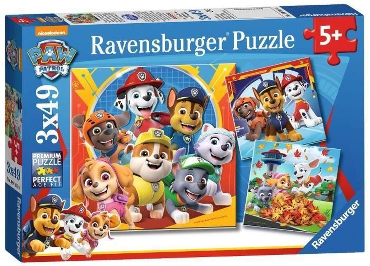 Ravensburger patrulla canina rompecabezas de 3 x 49 piezas
