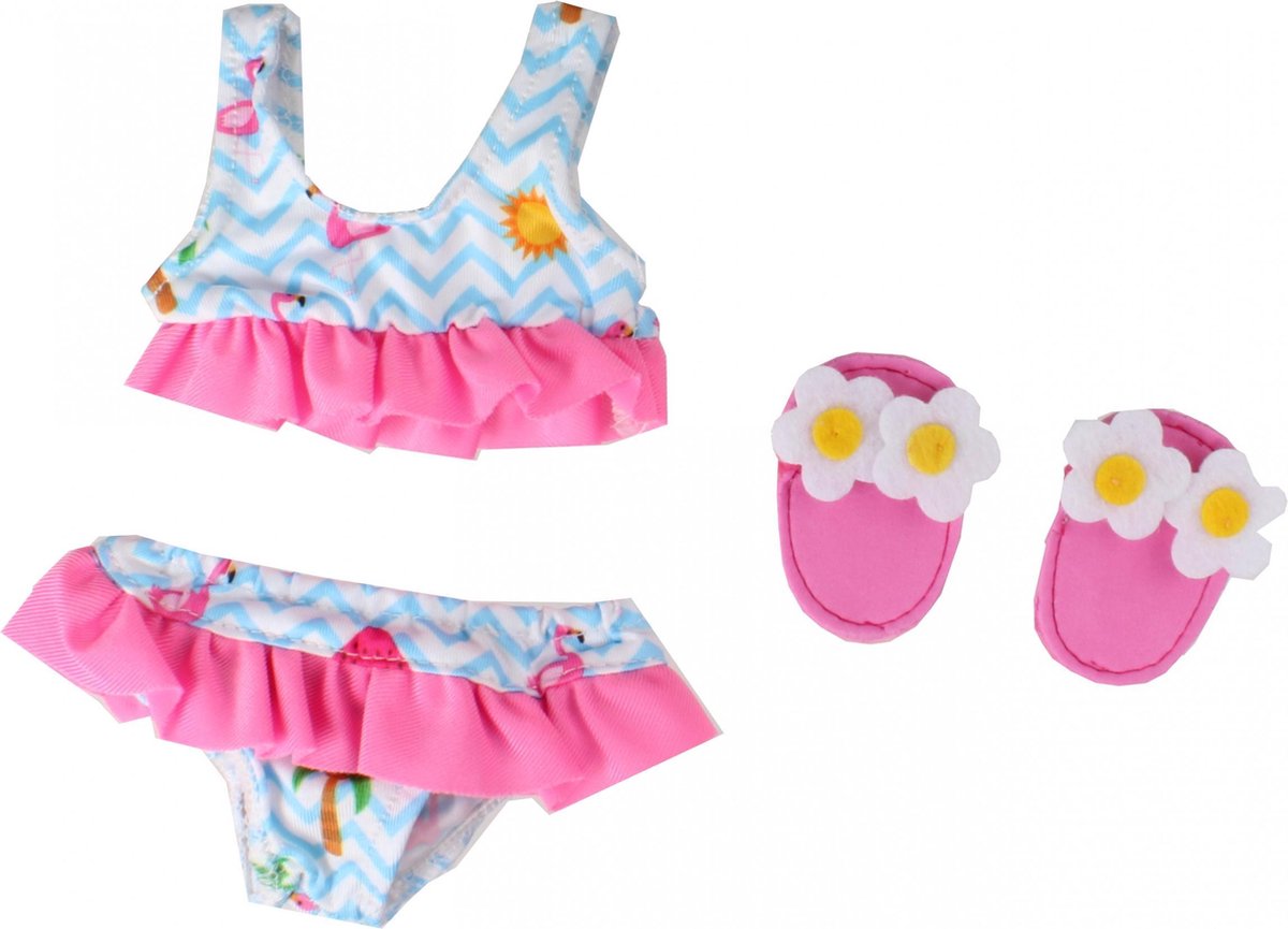 Heless dolls bikini with flamingo slippers, 28-35 cm