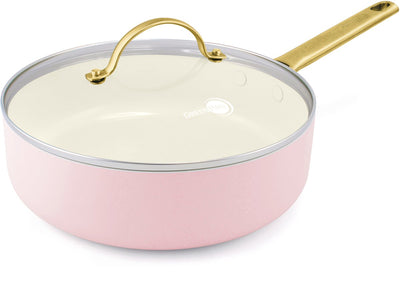 Greenpan Padova pink ceramic induction frying pan with lid 24cm - PFAS-free - induction frying pan - oven safe up to 200°C - dishwasher safe - stainless steel handle - with lid - pink