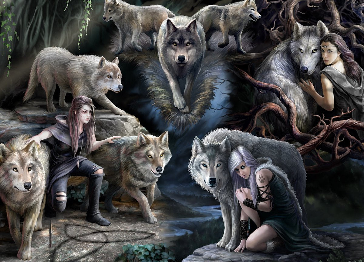 Bluebird puzzle puzzle anne stokes lupo collage 1500 pezzi animali.