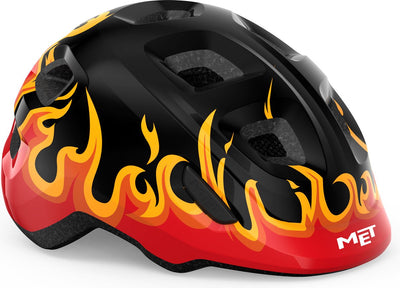 Con evviva il casco per bambini - casco da bicicletta per bambini - taglia xs s (46-52 cm) - fiamme nere lucide