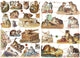 Creativ company vintage plaatjes - katten - poëzie album plaatjes - knipplaatjes - scrapbook - kaarten maken - klassieke motieven - 16,5x23,5 cm - creotime - 2 vellen