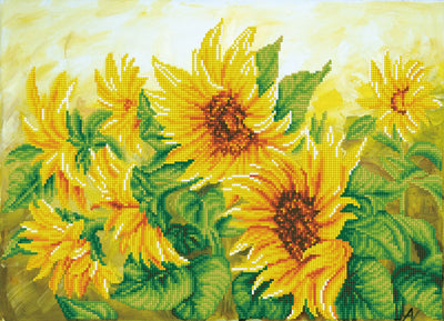 Diamond dotz® - pintura de diamantes adultos - flores - girasoles 41 x 57 cm - piedras redondas - paquete completo