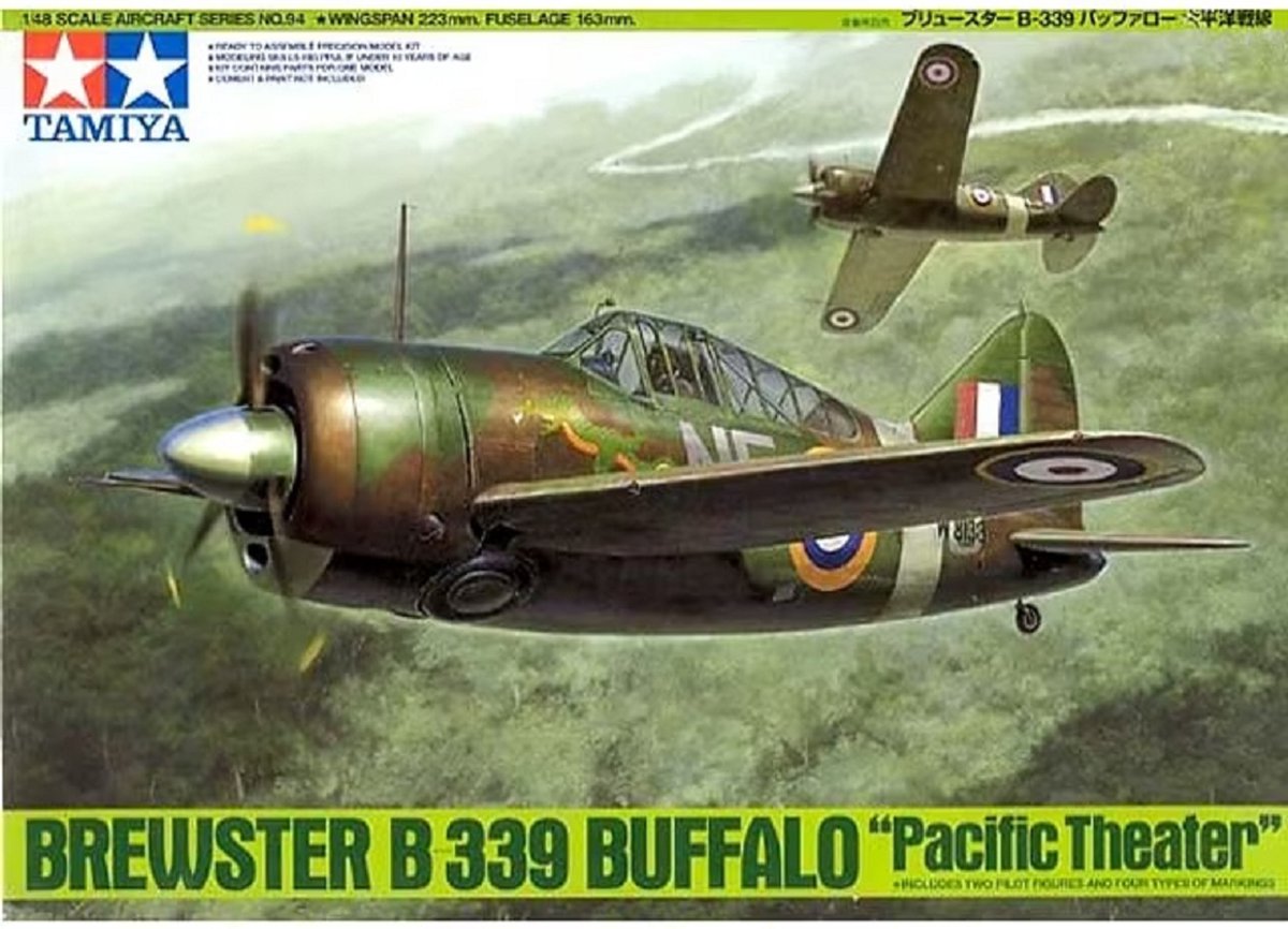 Tamiya model kit veicoli militari - 61094 brewster b-339 buffalo - teatro pacifico in plastica - 1:48 - kit modello