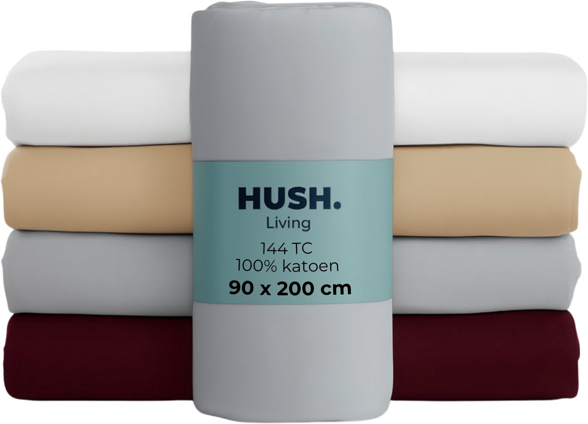 Cállate. living hush living sábana bajera 100% algodón, 144 hilos, flexible y transpirable - elástico alrededor - 90x200+30cm - gris claro