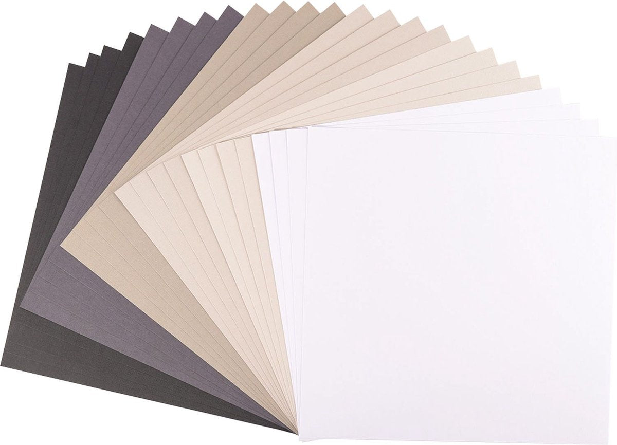 Vaessen creative cardstock - zwart - 30,5 x 30,5 cm - 24 vellen - textuur - 216 g