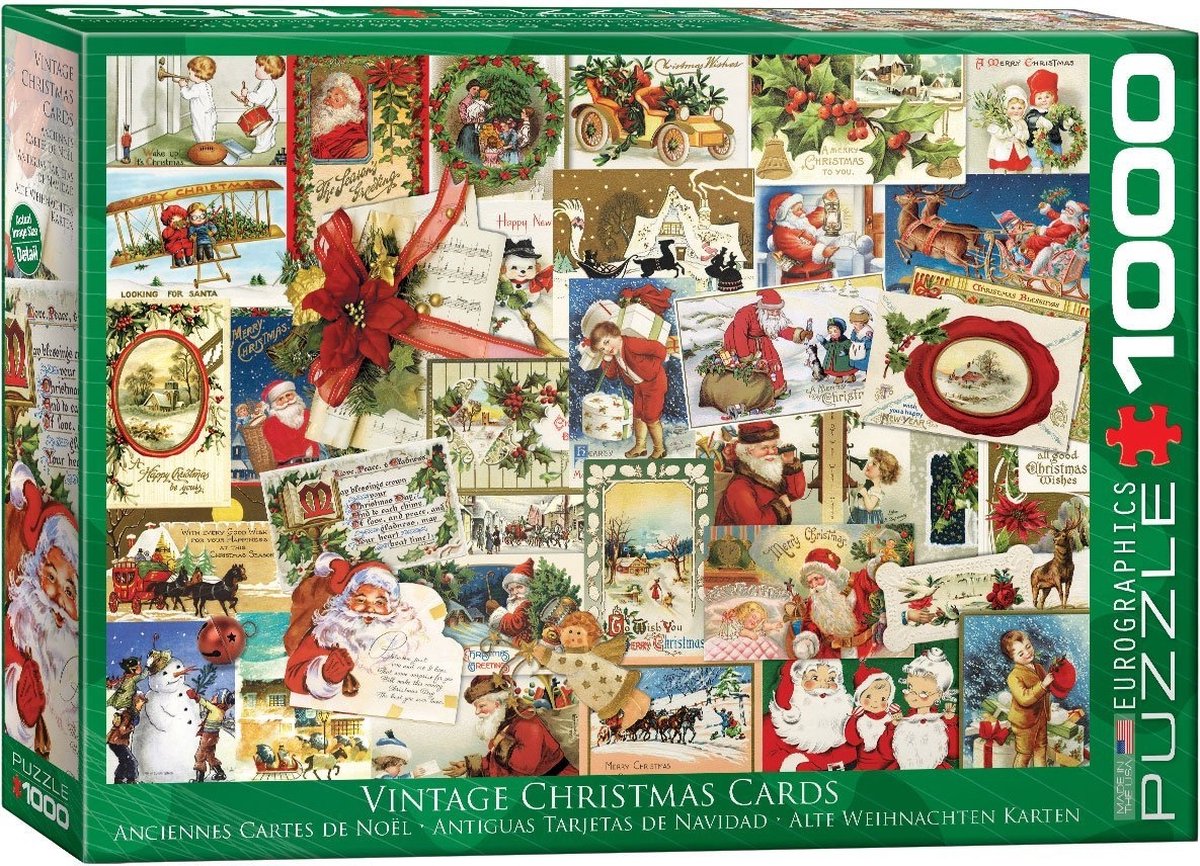 Eurographics - vintage kerstkaarten [vintage christmas cards] - 1000 stukjes 68×48cm (b×h) - legpuzzel