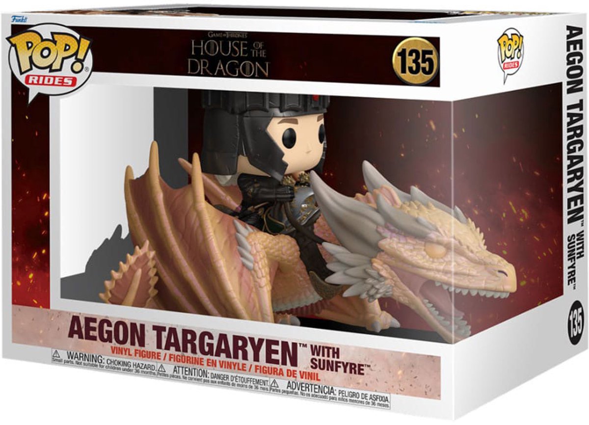 Funko [vendita] pop! televisione: la casa del drago - aegon targaryen con sunfyre #135 ride