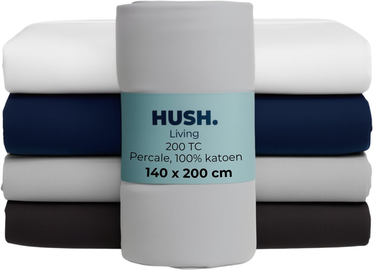 Silenzio. lenzuolo con angoli living hush living percalle - 100% cotone - 200tc - extra fresco e fresco - resistente e durevole - 140x200+30 cm - grigio chiaro