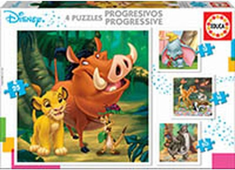 Educa - 4 puzzles - 9 a 25 piezas - Animales Disney