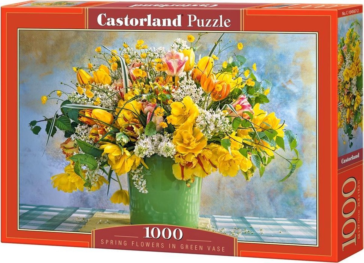 Castorland spring flowers in green vase - puzzel - 1.000 stukjes – satijnen afwerking – perfecte pasvorm – europese kwaliteit
