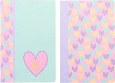 Cuadernos canguro - corazones b'log - tamaño A4 - con diamante 5 mm - 2 piezas - an-124163-a