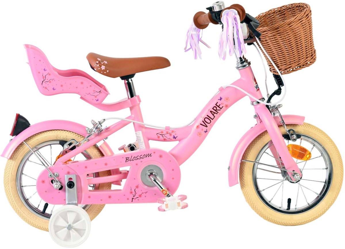 Volare blossom kinderfiets - meisjes - 12 inch - roze - twee handremmen