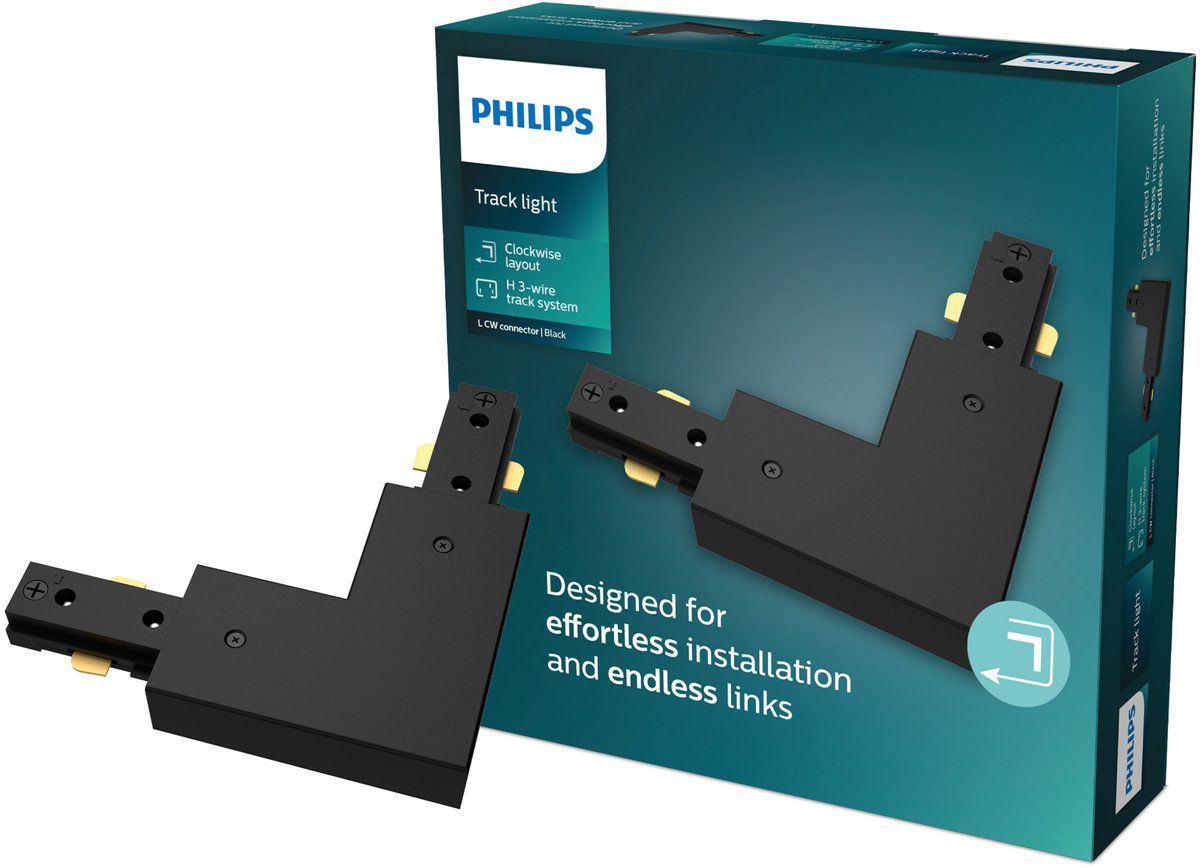Philips led philips easylink - connector - l-vormige connector - rechtse hoek - zwart - railverlichting