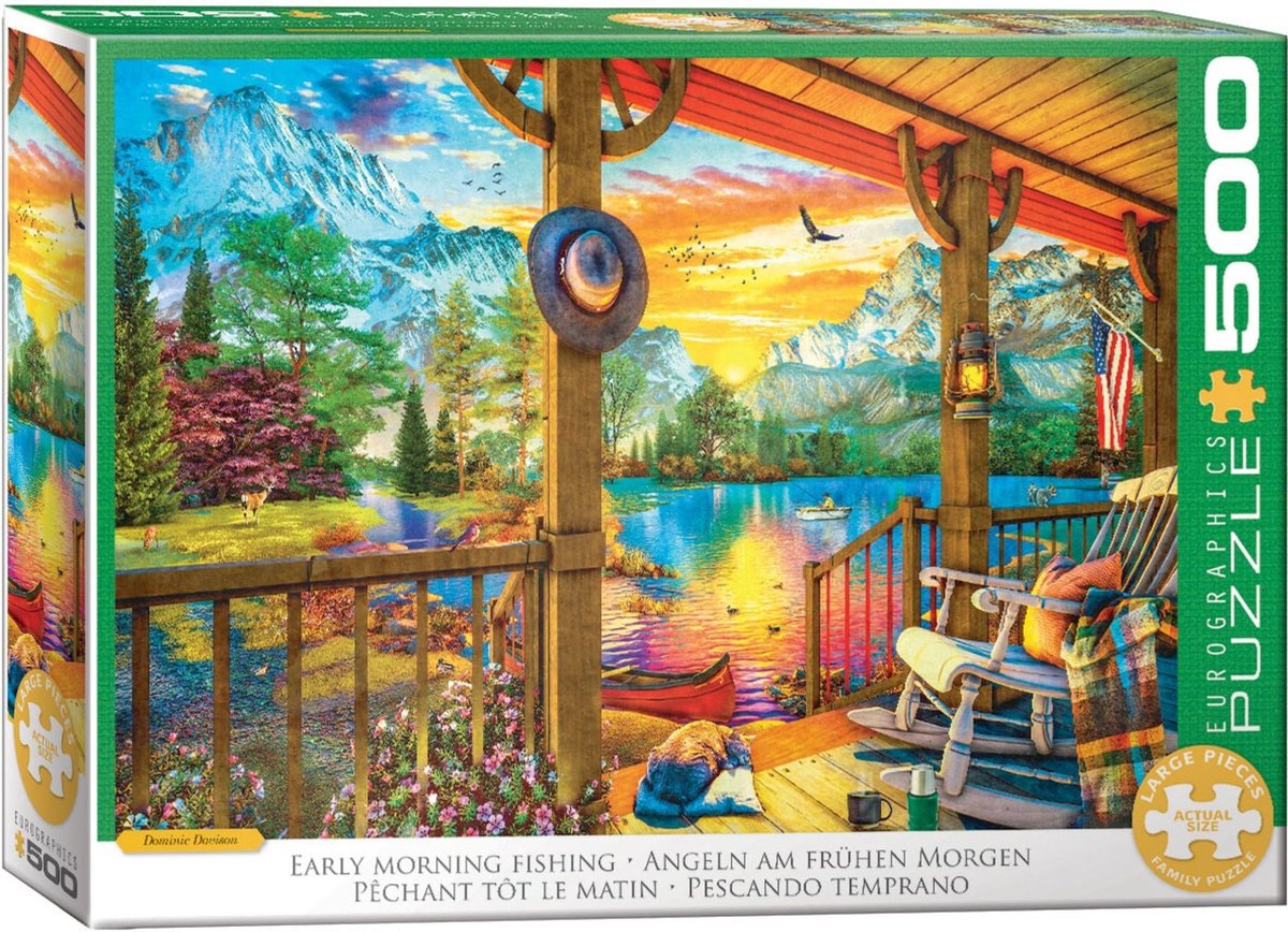 Eurographics - pesca mattutina - dominic davison - 500 pezzi xl 68×48 cm (l×a) - puzzle per famiglie