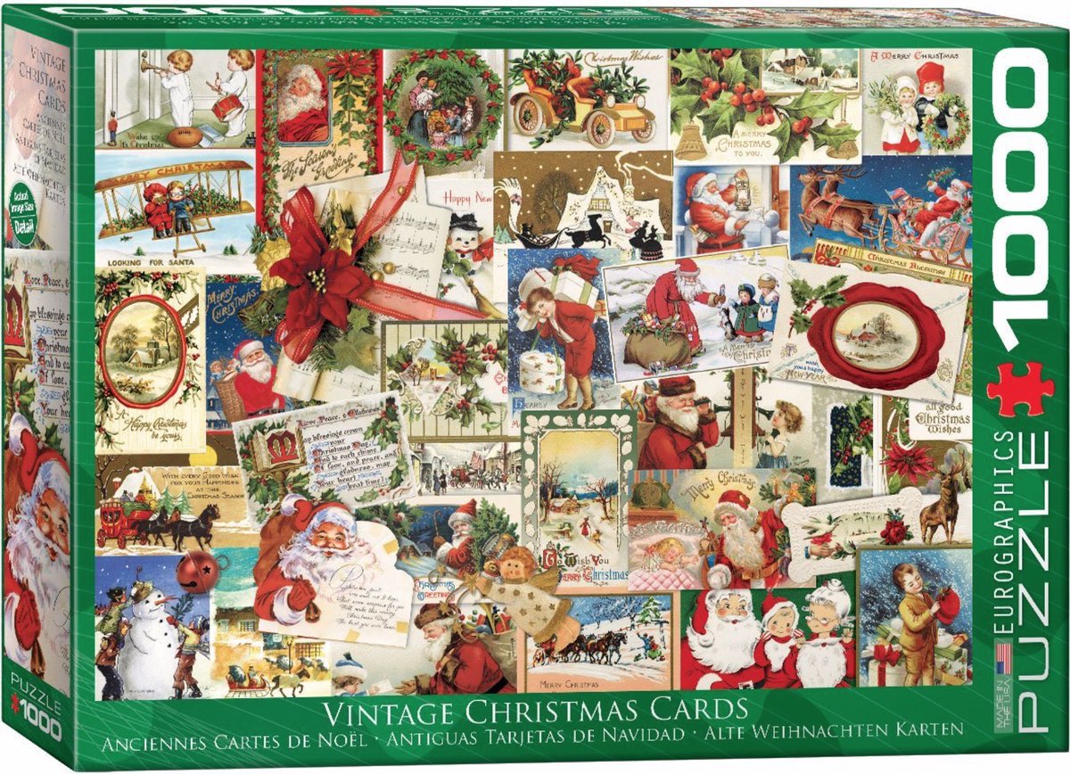 Eurographics - tarjetas de Navidad vintage [tarjetas de Navidad vintage] - 1000 piezas 68×48cm (ancho×alto) - rompecabezas