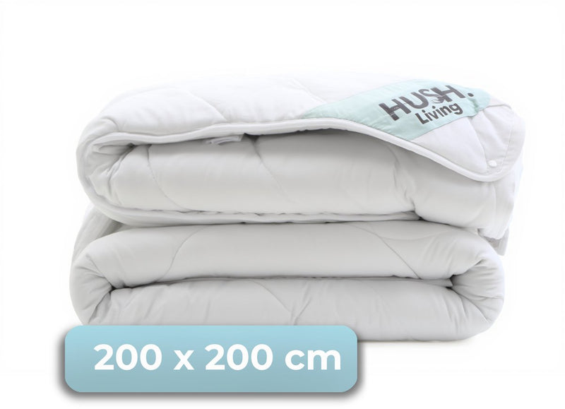 Cállate. living hush living - edredón sintético - 4 estaciones - 200x200 cm - 200 g/m2 + 300 g/m2 fibra de poliéster de alta calidad - con trabillas de sujeción - suave y ligero