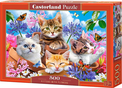 Selecta rompecabezas castorland gatitos con flores, 500 uds.