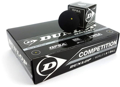 Palline da squash Dunlop da competizione punto giallo - nero - 12 pezzi