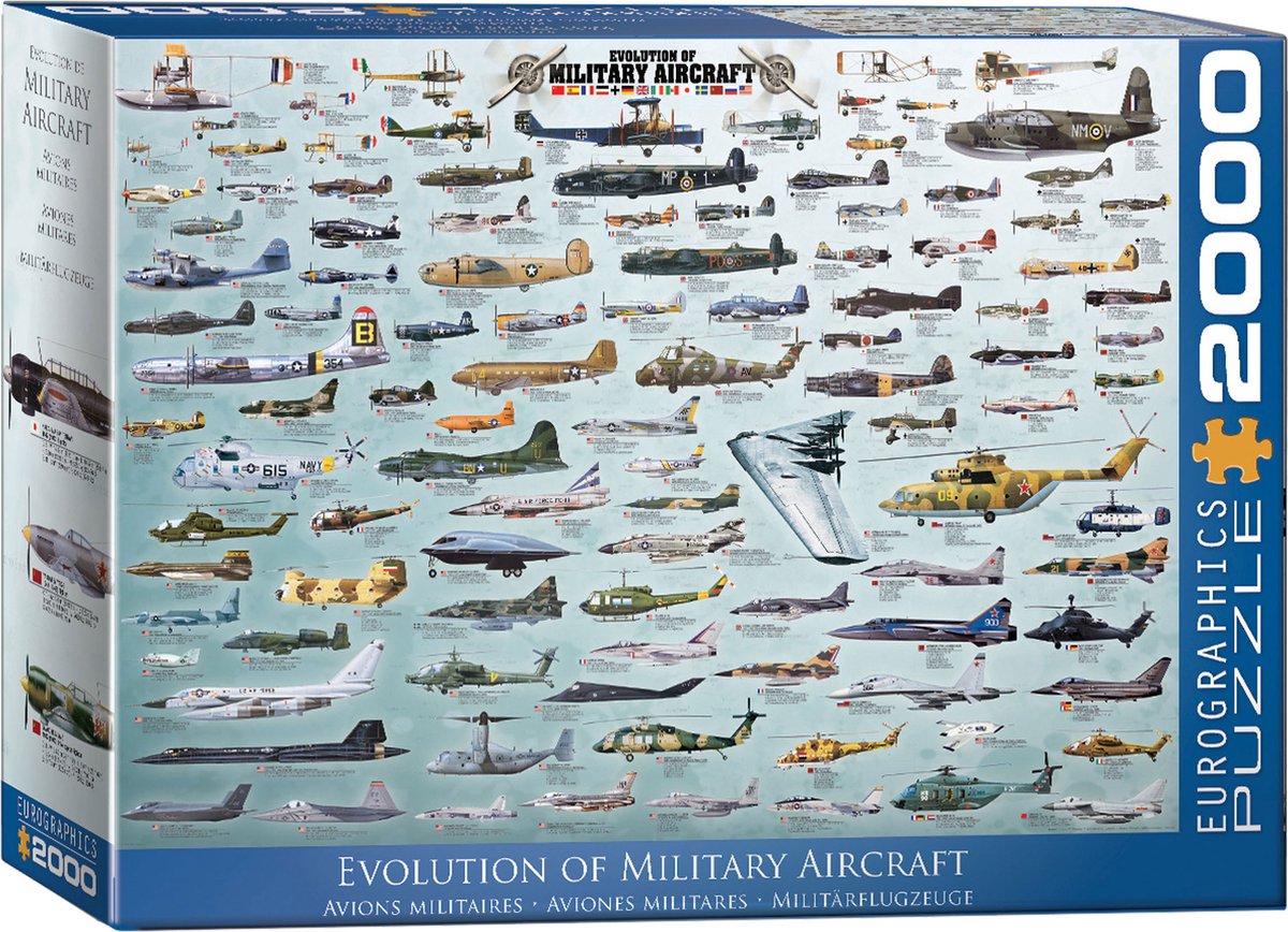 Eurographics - evolución de los aviones militares - 2000 piezas 97×68cm (ancho×alto) - rompecabezas