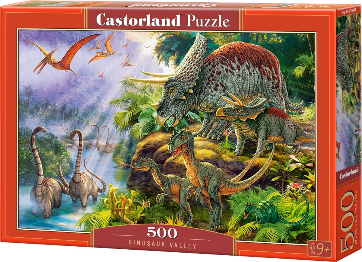 Castorland dinosaur valley – puzzel – 500 stukjes – satijnen afwerking – perfecte pasvorm – europese kwaliteit