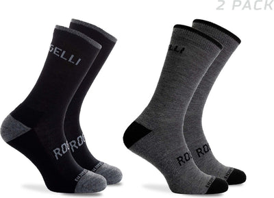 Calzini da ciclismo Rogelli in lana merino - confezione da 2 - nero grigio - 36 39