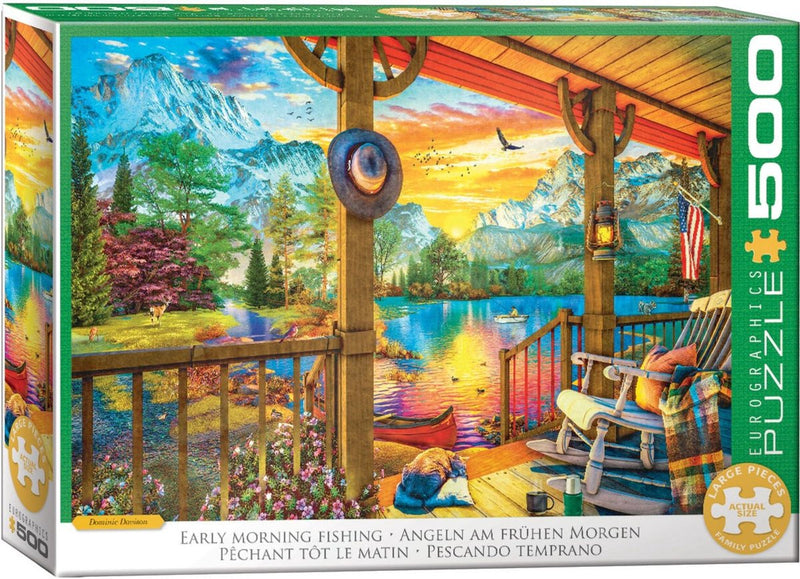 Eurographics - pesca temprano en la mañana - dominic davison - 500 piezas xl 68×48cm (w×h) - rompecabezas familiar