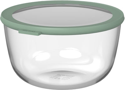 Recipiente para alimentos de vidrio Mepal redondo circular - 3000 ml - Recipientes para alimentos de vidrio - Resistente al calor hasta 550 °C. sin tapa - recipientes para preparar comidas - salvia nórdica