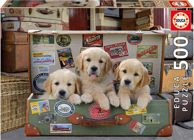 Educa - puzzle - cachorros en la maleta de viaje - 500 piezas - rompecabezas