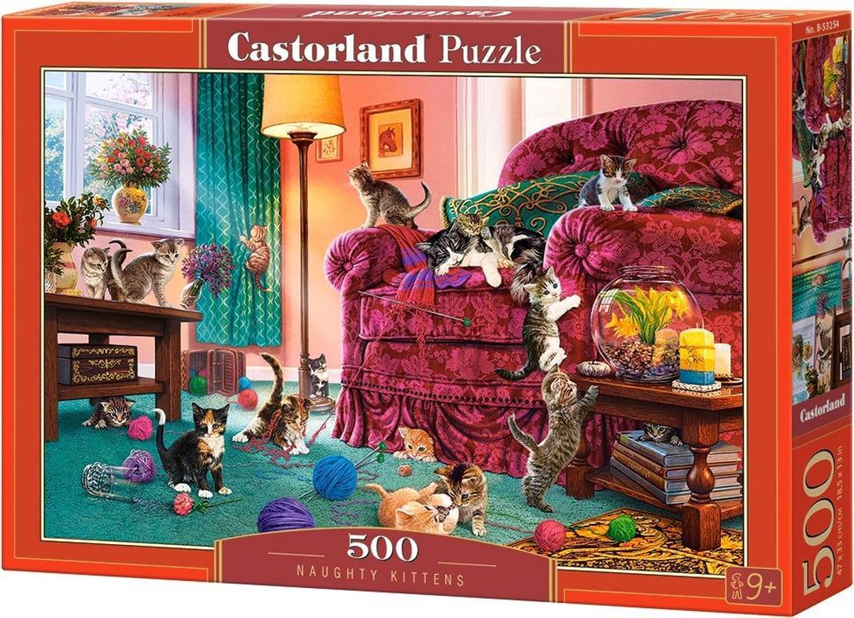Castorland naughty kittens – puzzel – 500 stukjes – satijnen afwerking – perfecte pasvorm – europese kwaliteit