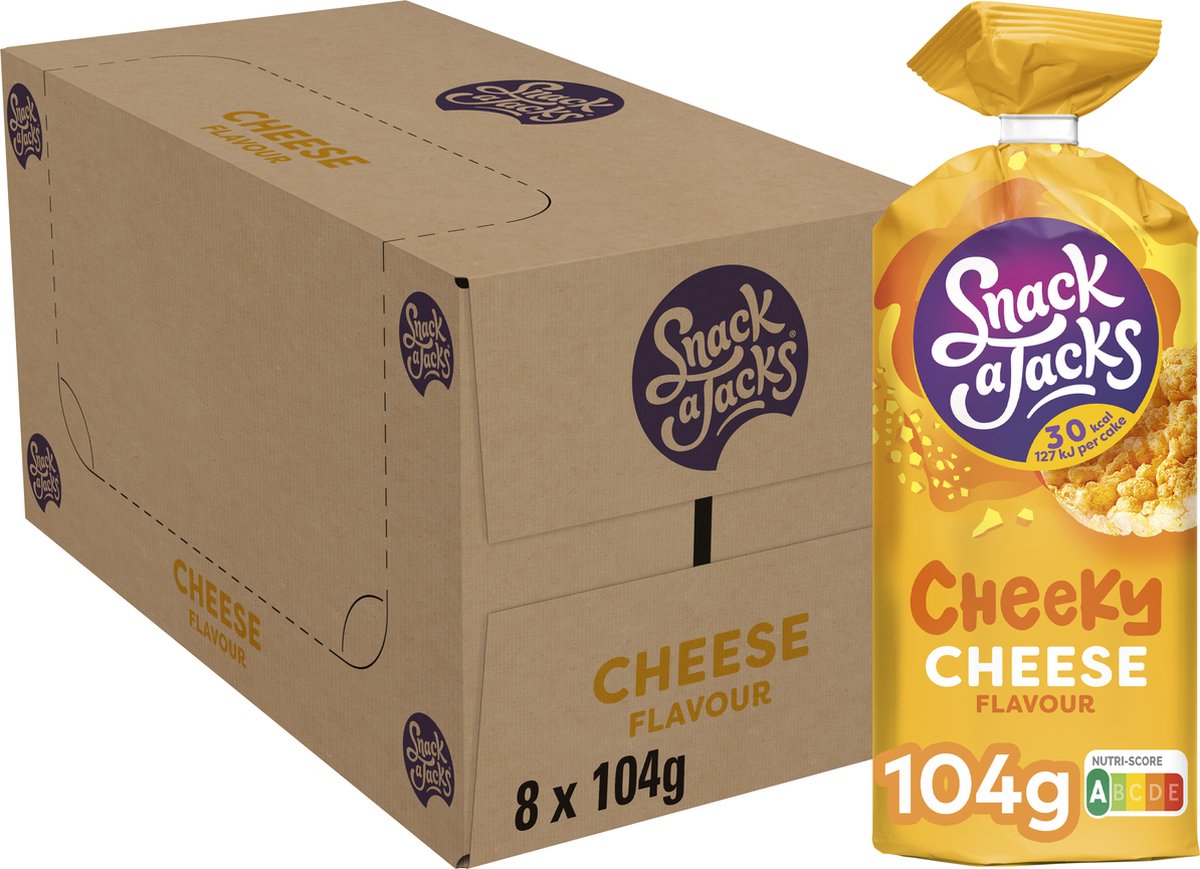 Snack a jacks rice waffle cheese - snack - 8 x 104 grammi