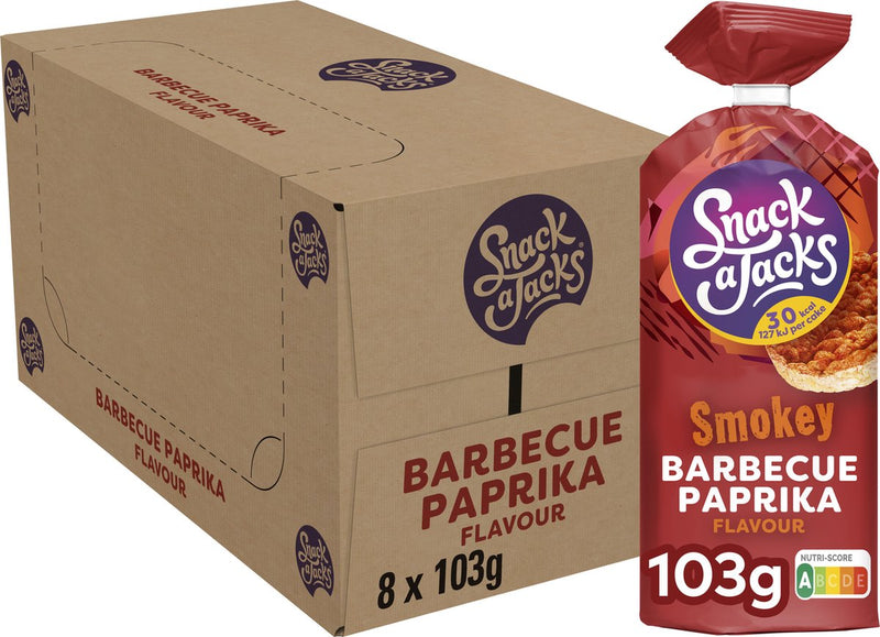 Snack a jacks arroz gofre barbacoa pimiento - snack - 8x103 gramos
