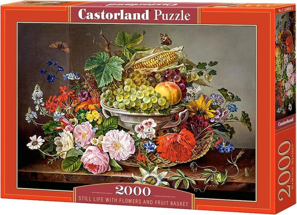 Castorland still life with flowers and fruit basket – puzzel – 2.000 stukjes – satijnen afwerking – perfecte pasvorm – europese kwaliteit