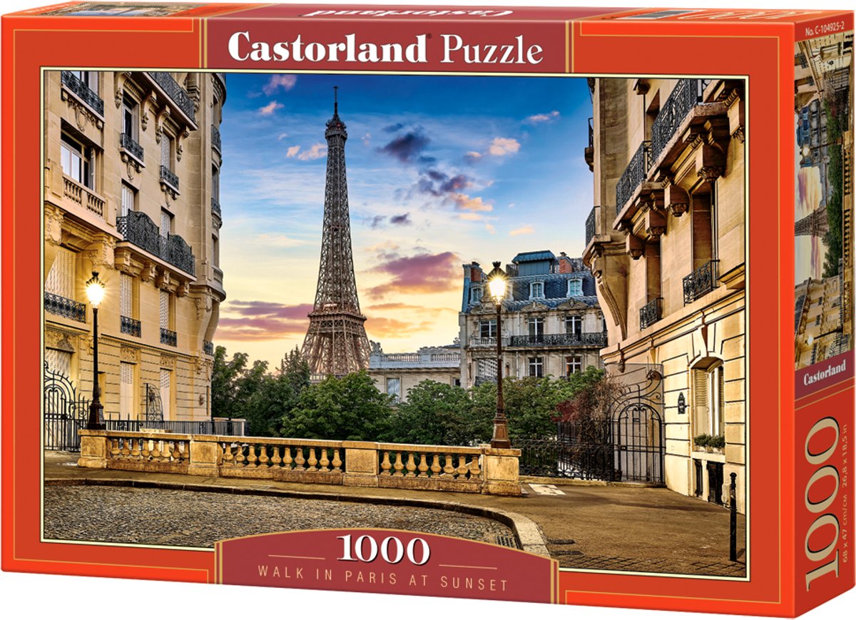 Castorland walk in paris at sunset – puzzel – 1000 stukjes – satijnen afwerking – perfecte pasvorm – europese kwaliteit