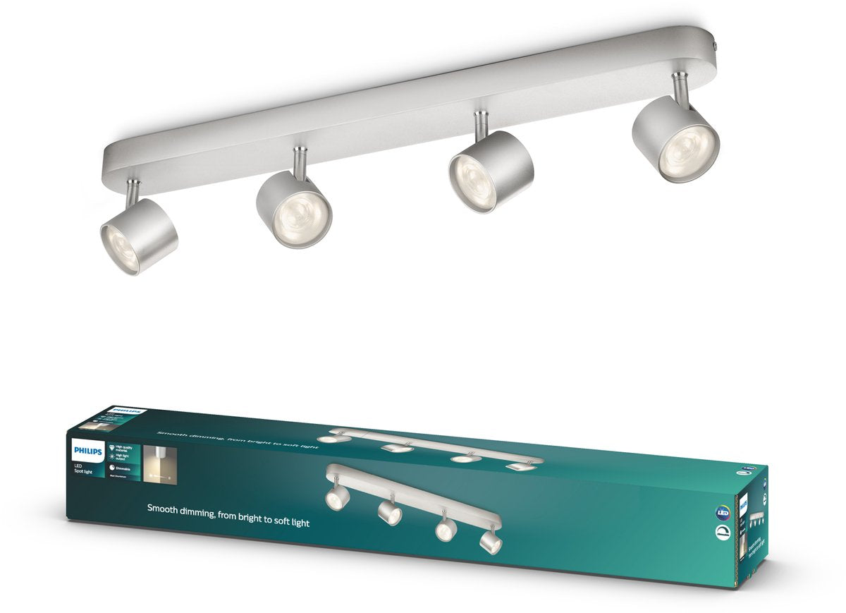 Philips Faretto da superficie LED Philips star - 4 luci - alluminio