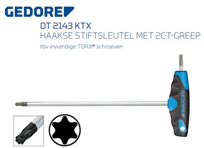 Llave hexagonal angular Gedore con mango 2c-t para tornillos torx internos - t25 - m4.5-m5