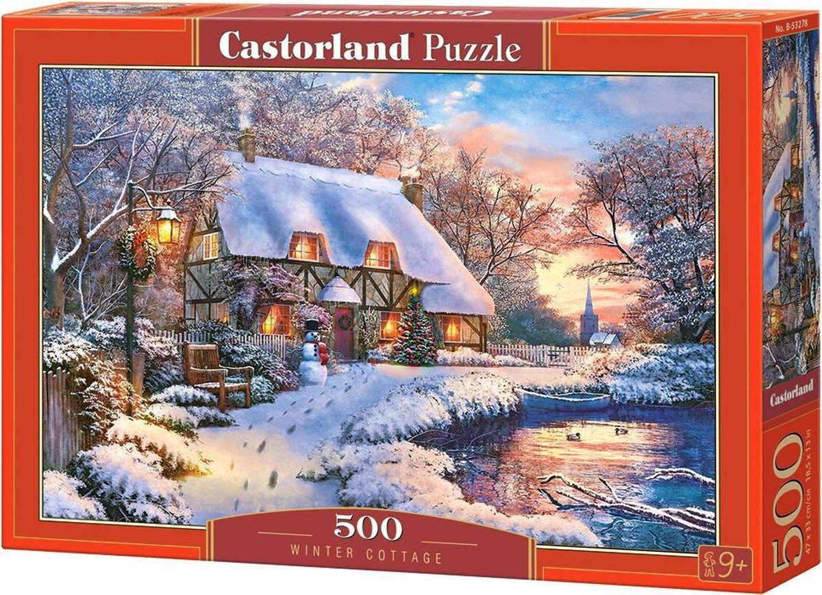 Castorland winter cottage – puzzel – 500 stukjes – satijnen afwerking – perfecte pasvorm – europese kwaliteit