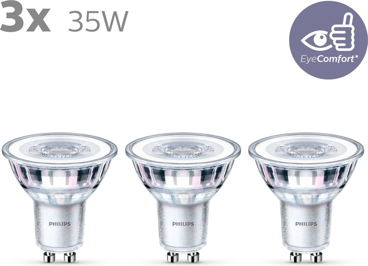 Faretto LED Philips a risparmio energetico - 35 w - gu10 - luce bianca calda - 3 pezzi - risparmia sui costi energetici