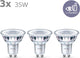 Faretto LED Philips a risparmio energetico - 35 w - gu10 - luce bianca calda - 3 pezzi - risparmia sui costi energetici