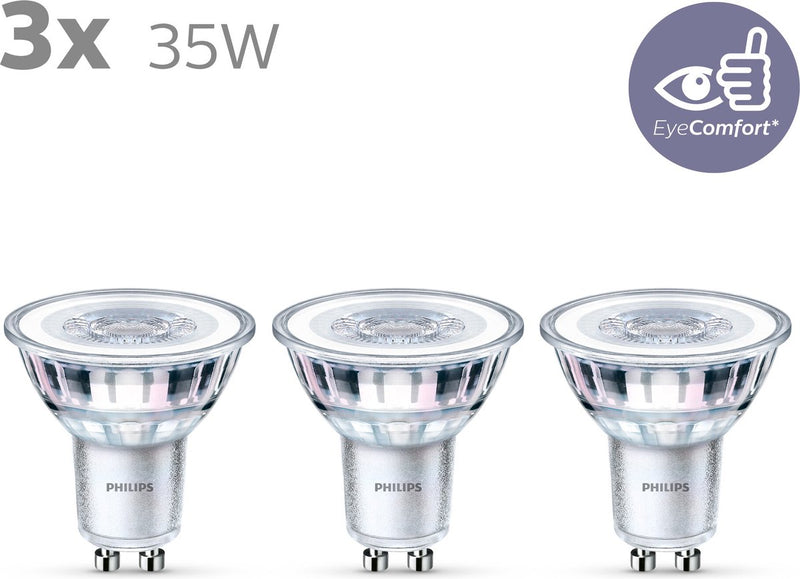 Faretto LED Philips a risparmio energetico - 35 w - gu10 - luce bianca calda - 3 pezzi - risparmia sui costi energetici