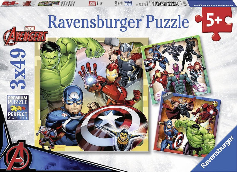 Ravensburger puzzle los vengadores - tres puzzles - 49 piezas - puzzle infantil